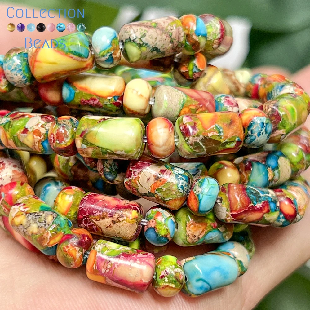 4x6x10mm natürliche bunte Meeressediment Jaspis lose Distanzperlen für Schmuckherstellung DIY Armband Halskette Zubehör