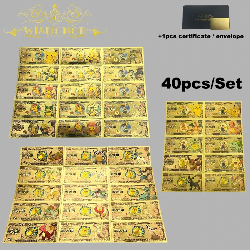 Anime Banknotes 36Type All Japan Gold Plated For Fans Christmas Gifts gold plated banknote