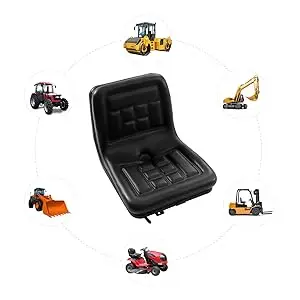 Universeller Traktorsitz – Ersatz für hohe Rücksitze aus schwarzem PVC-Leder für Gabelstapler, Bagger und Fahrrasenmäher – Detail 1