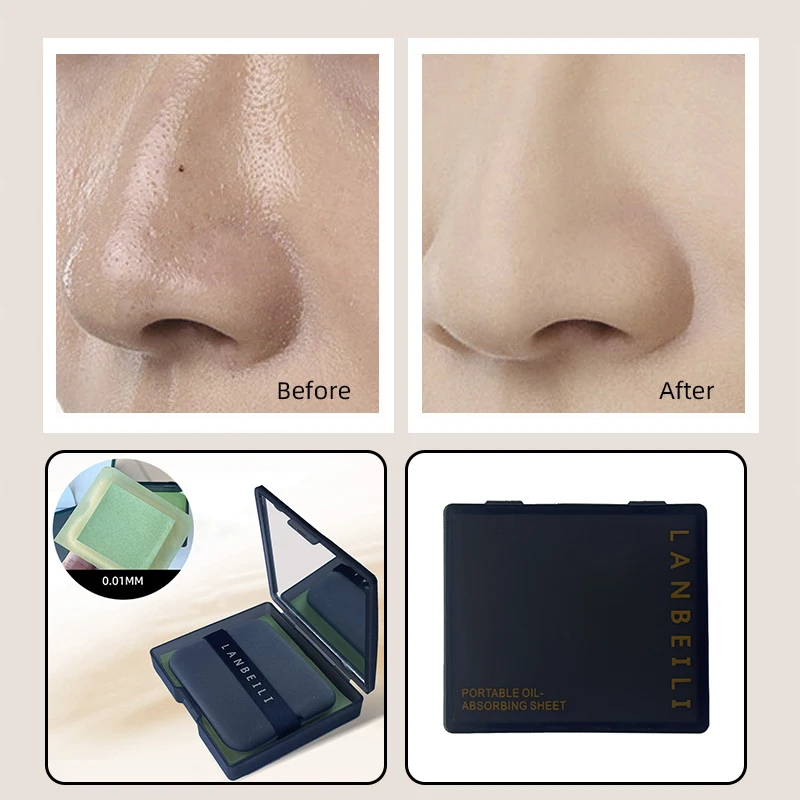 Bamboo Charcoal Oil-absorbing Paper For Facial Portable Oil Absorbing Paper With Mirror Case Women Facial Care Beauty 100pcs face oil absorbing paper