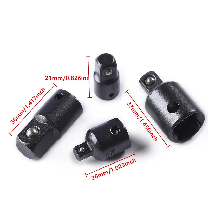 4피스 사각 래칫 소켓 어댑터 감속기 변환기 키트, 자동차 및 콘용 1/4인치, 3/8인치, 1/2인치 드라이브 변환기