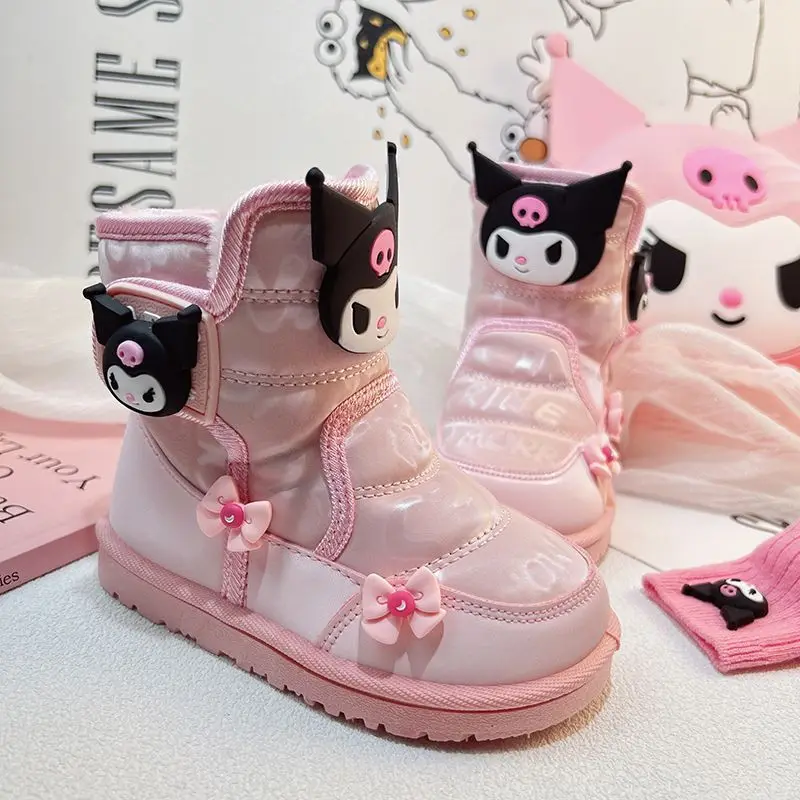 

Kawaii Sanrio Children Casual Shoes Kuromi Products Cute Anime Non-Slip Thickened Warm Sports Snow Boots Kids Toys Girls Gifts