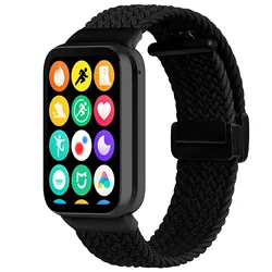 Adjustable Elastic Braided Magnetic Nylon Strap for Redmi watch 4 (Black)