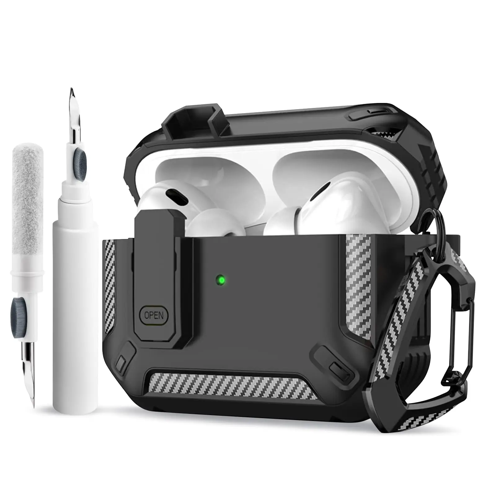 Secure Lock Protective AirPods Case with Cleaning Kit & Keychain
