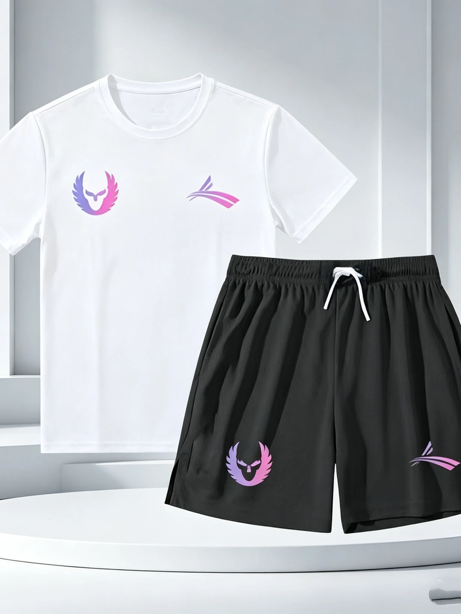 빠른 건조 반팔 스포츠 슈트 농구 피트니스 러닝 트레이닝 4점식 투피스 세트 통..