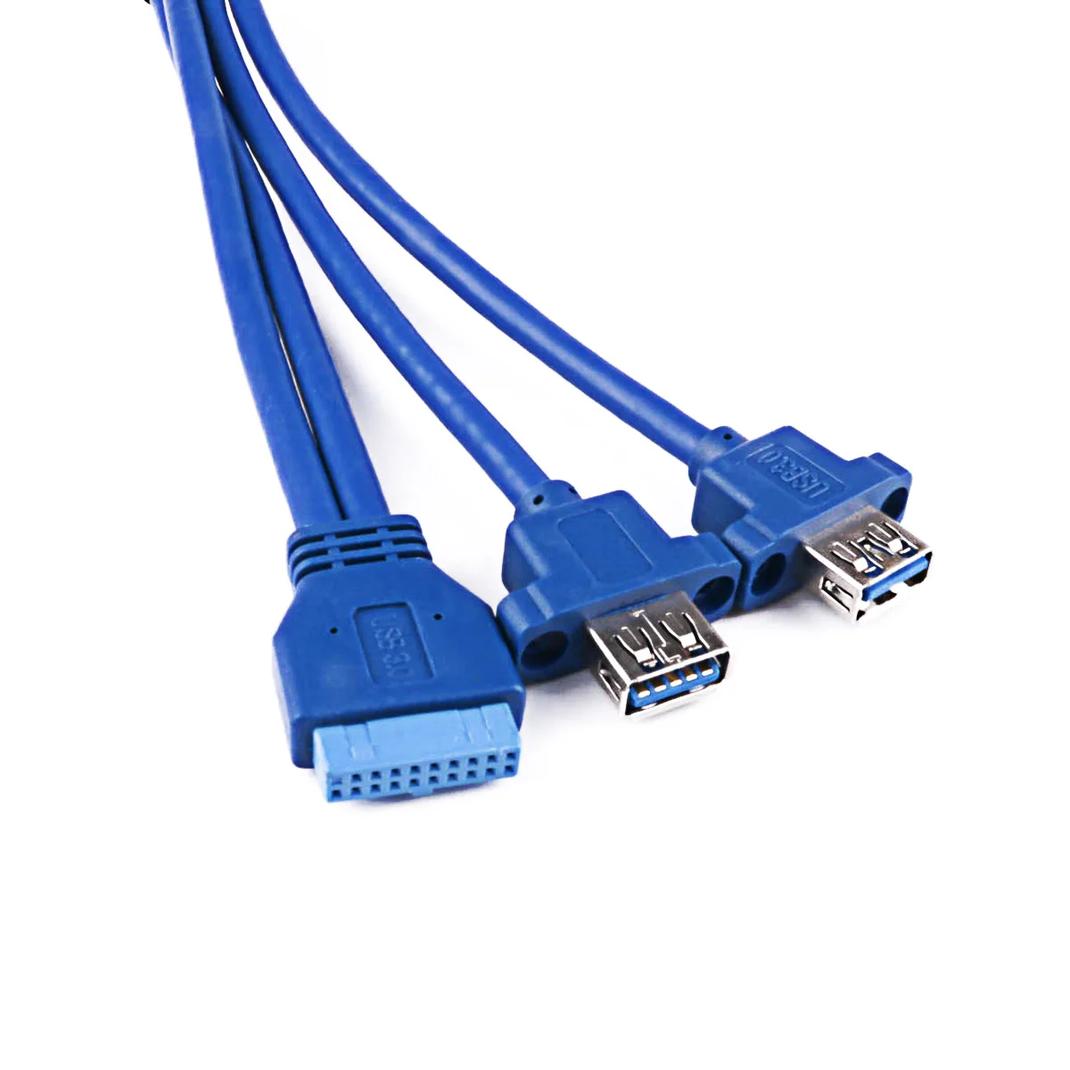 USB 3.0 Dual Port Female Screw Mount Panel Type to Motherboard 20 Pin