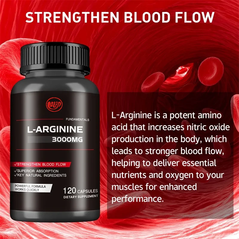 L-Arginine Capsules-Boosts Muscle Mass, Energy, Endurance, Improve Blood Circulation
