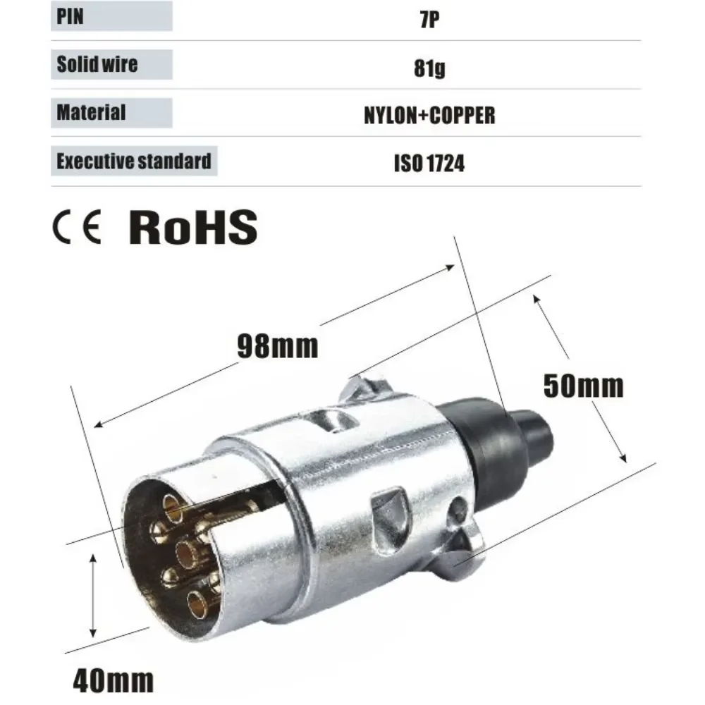 12V 7 Pin Trailer Plug Socket Set Rubber Seal Car Trailer Coupling Connector EU Plug Trailers Accessories