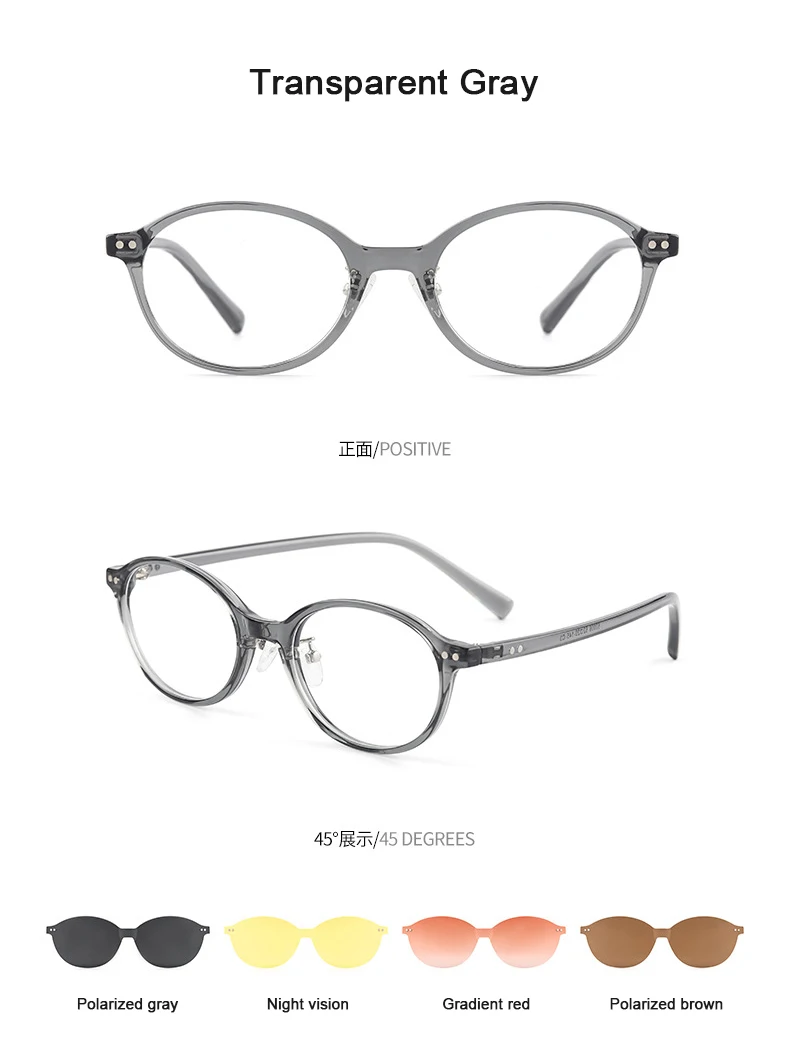 Retro-Gelehrte-Sonnenbrille, 4-in-1, magnetische Clip-Sonnenbrille, Nachtsicht, Fahren, Student, Frauen, Mädchen, Brille, polarisierter Rahmen – Detail 9