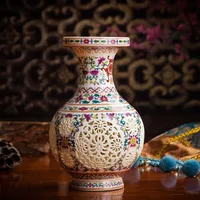 Jingdezhen Ceramic Hollow Design Vase Antique Decor Vase Creative Home Living Room Decoration Handicrafts Decor Ornament ZF246 1