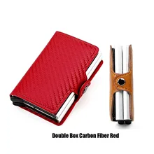  New Rfid Blocking Men's Credit Card Holder Carbon Fiber Vintage Leather Wallets Card Holder for Women Mini Wallet Man Money Clip 