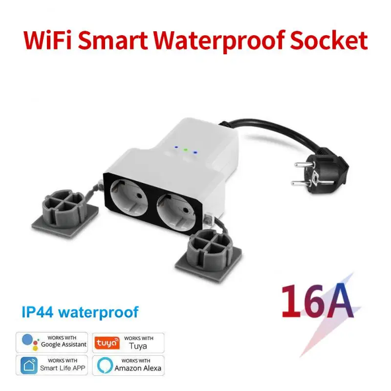 

Outdoor Waterproof Socket Wifi 16a Timing Voice Control App Remote Control Smart Life Tuya Works With Alexa Home