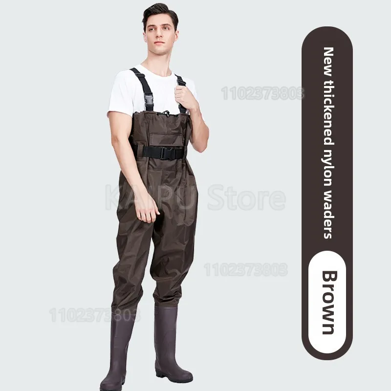 Half-body breathable water pants waterproof ultra-light army green one-piece wear-resistant water pants rain shoes wading