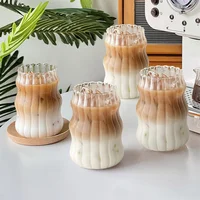 1pc Glass Cup 530ml Water Glasses Stripe Mug Heat-resistant Tumbler Drinkware Perfect For Tea Juice Milk Coffee For Party 2