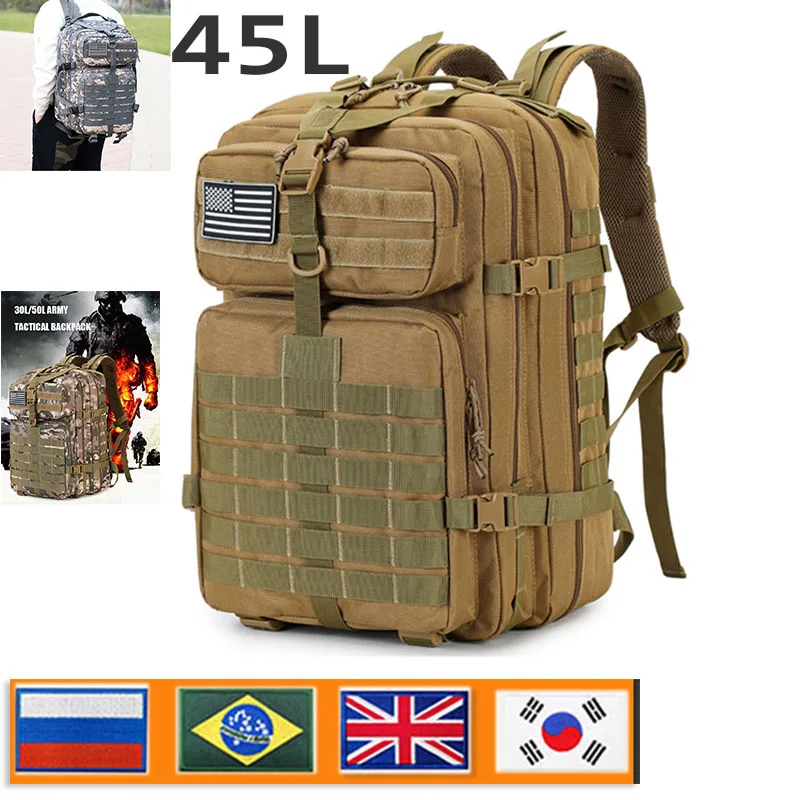 

45L Military Tactical Backpack Men Large Capacity Assault Rucksacks For Camping Trekking Men Bags Multifunctional