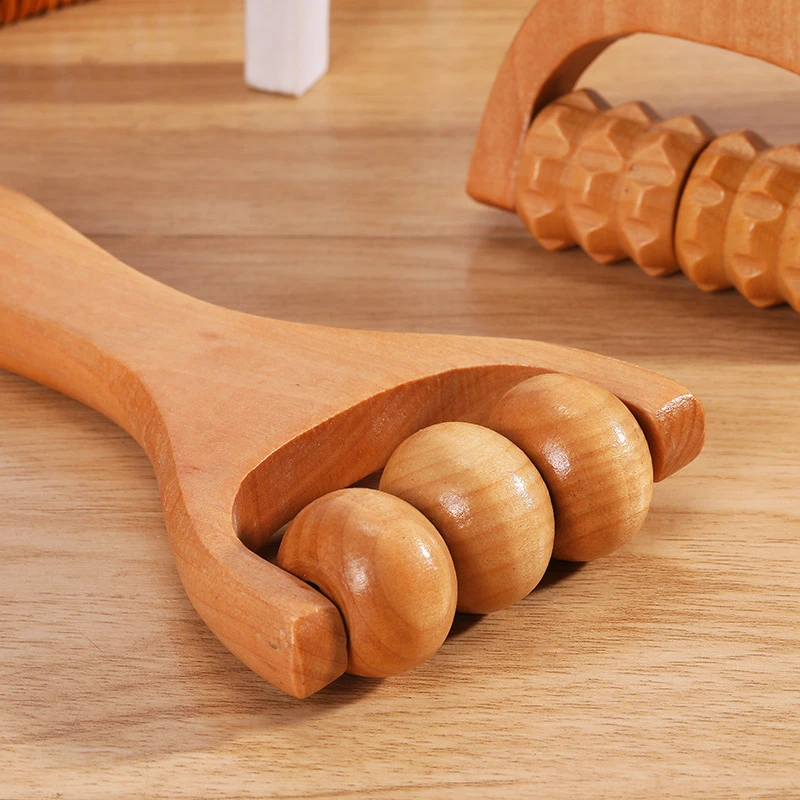 Wooden Body Massage Tool Push Roller Slingshot Head Wood Therapy