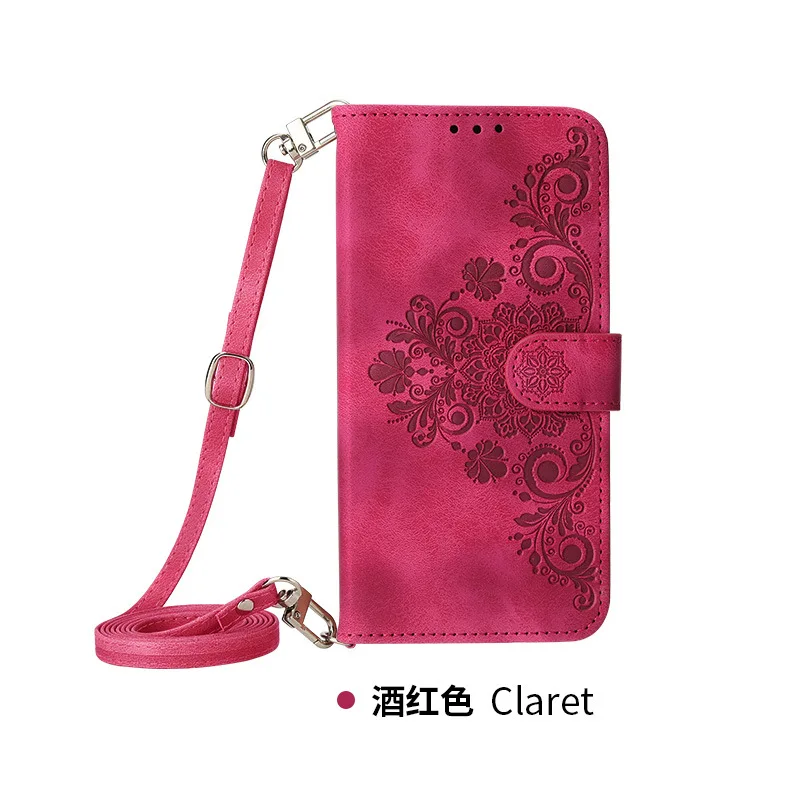 Elegant Leather Crossbody Wallet Case with Wrist Strap & Card Slots