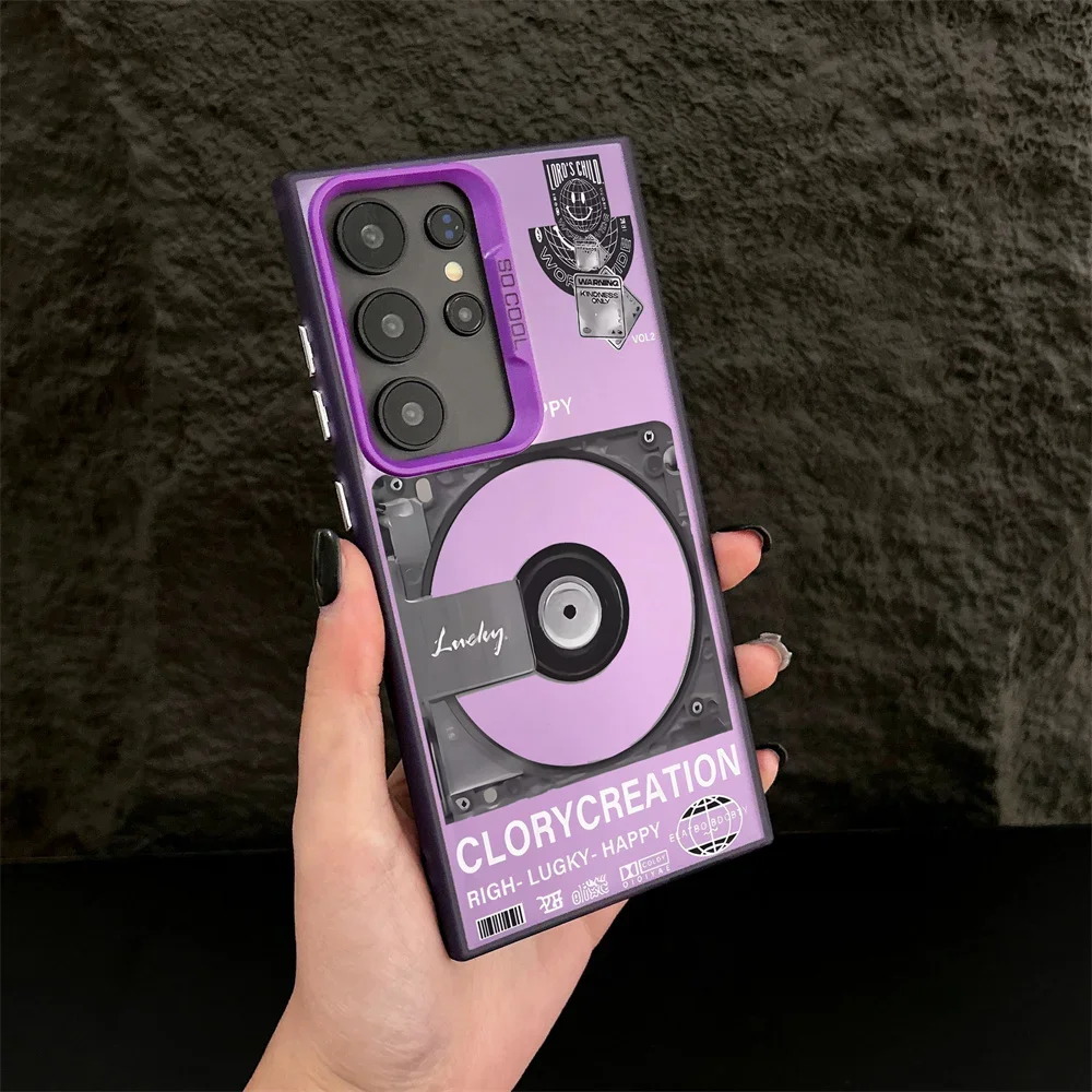 Retro Record CD Player Plating Matte Phone Cover