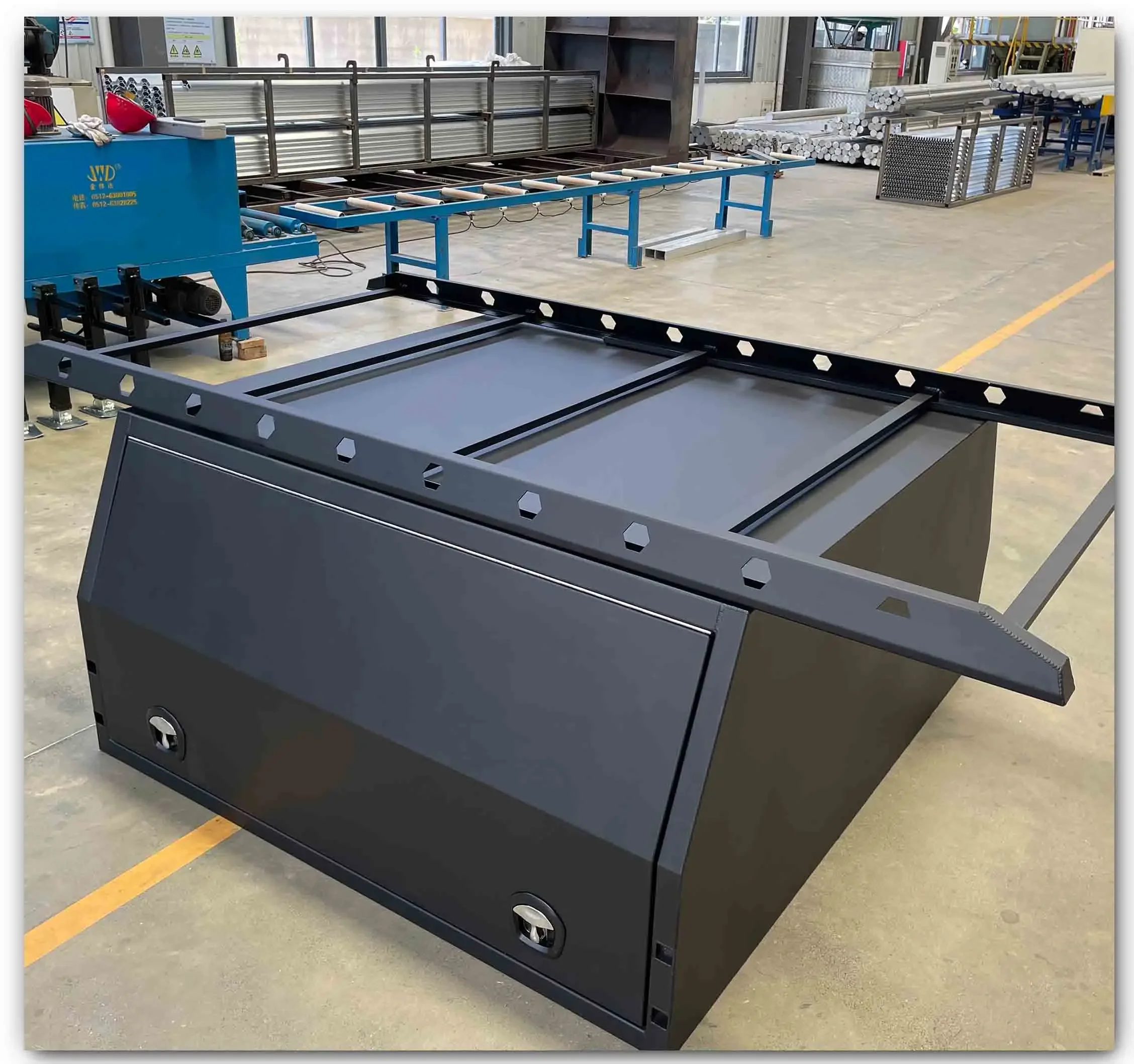 China Manufacture Black Power Coating Aluminum Double Door Truck Ute Canopy With Jack Legs