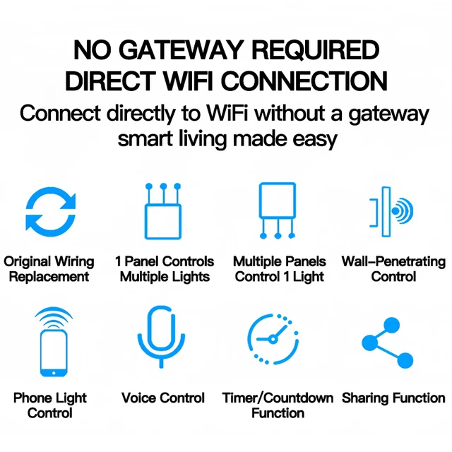 Tuya ZigBee Smart Light Switch No Neutral Wire No Capacitor Needed,1/2/3 Gang Wall Touch Interrupter Work with Alexa Google Home 2