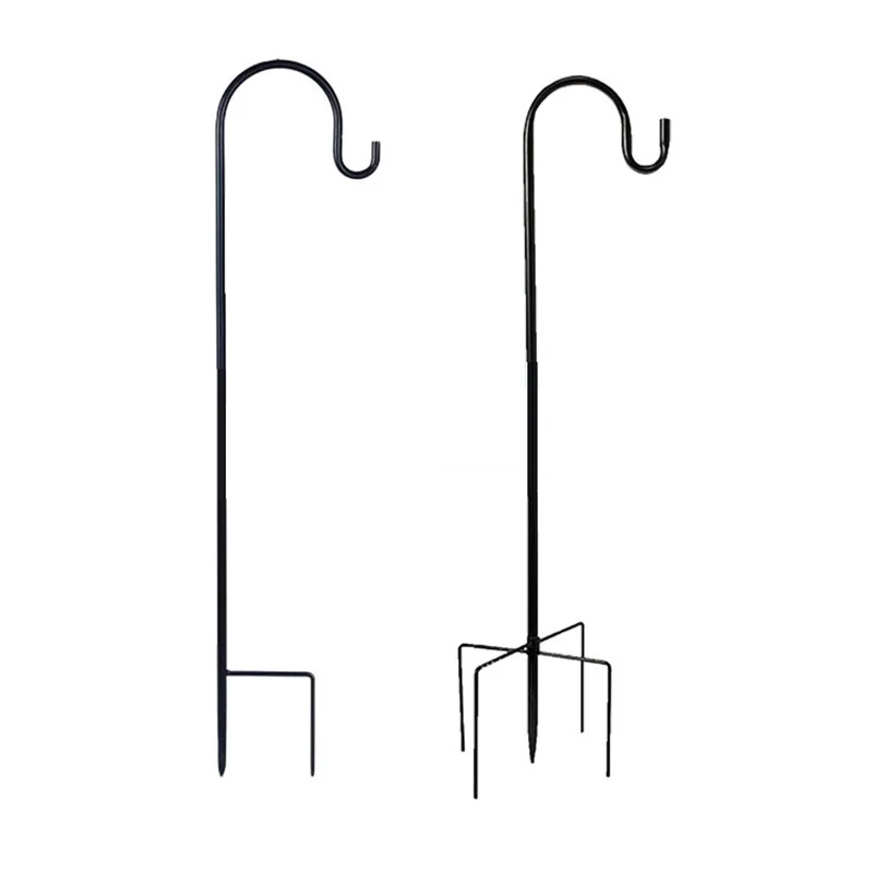 Garden Outdoor Single Hook Base Multifunction Solar Light Lanterns Adjustable Shepherds Hook Metal Hanger