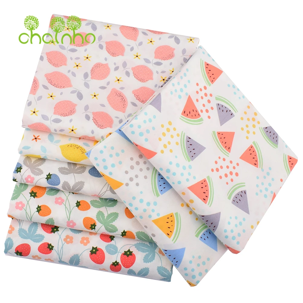Chainho,Printed Twill Weave Cotton Fabric,DIY Sewing Quilting Material,Patchwork Cloth,Newest Fruit Series,2 Sizes,15C220