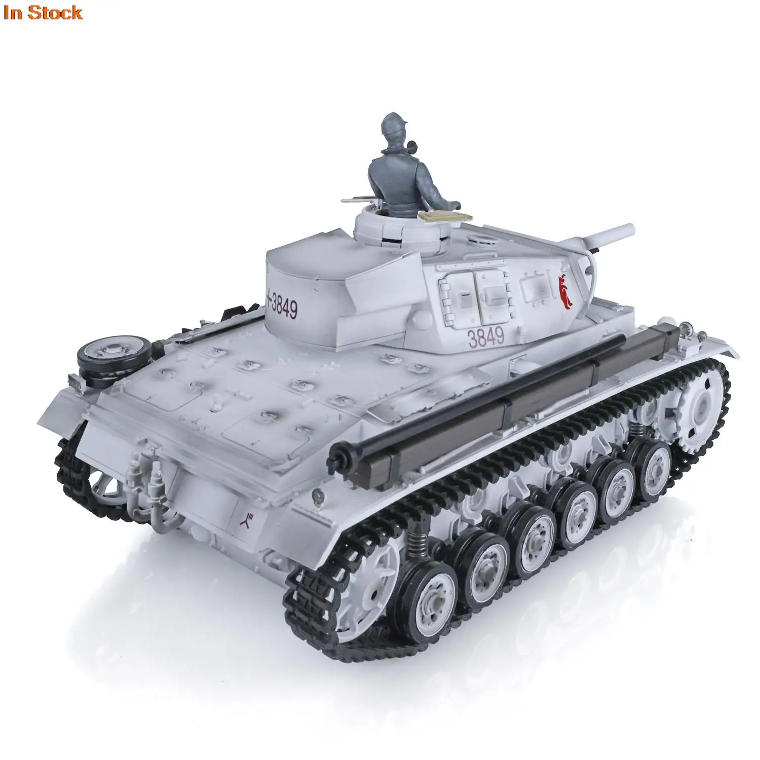 Heng Long 1/16 Snow 7.0 Plastic German Panzer III H RTR RC Tank 3849 360° Turret White Smoke Unit BB Shooting Toys Boy TH17372 3