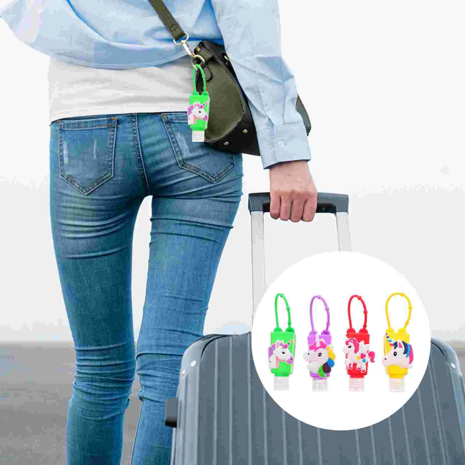 

4PCS Empty Travel Bottle Keychain Holder Bottle with Keychain Carriers for, Lotion