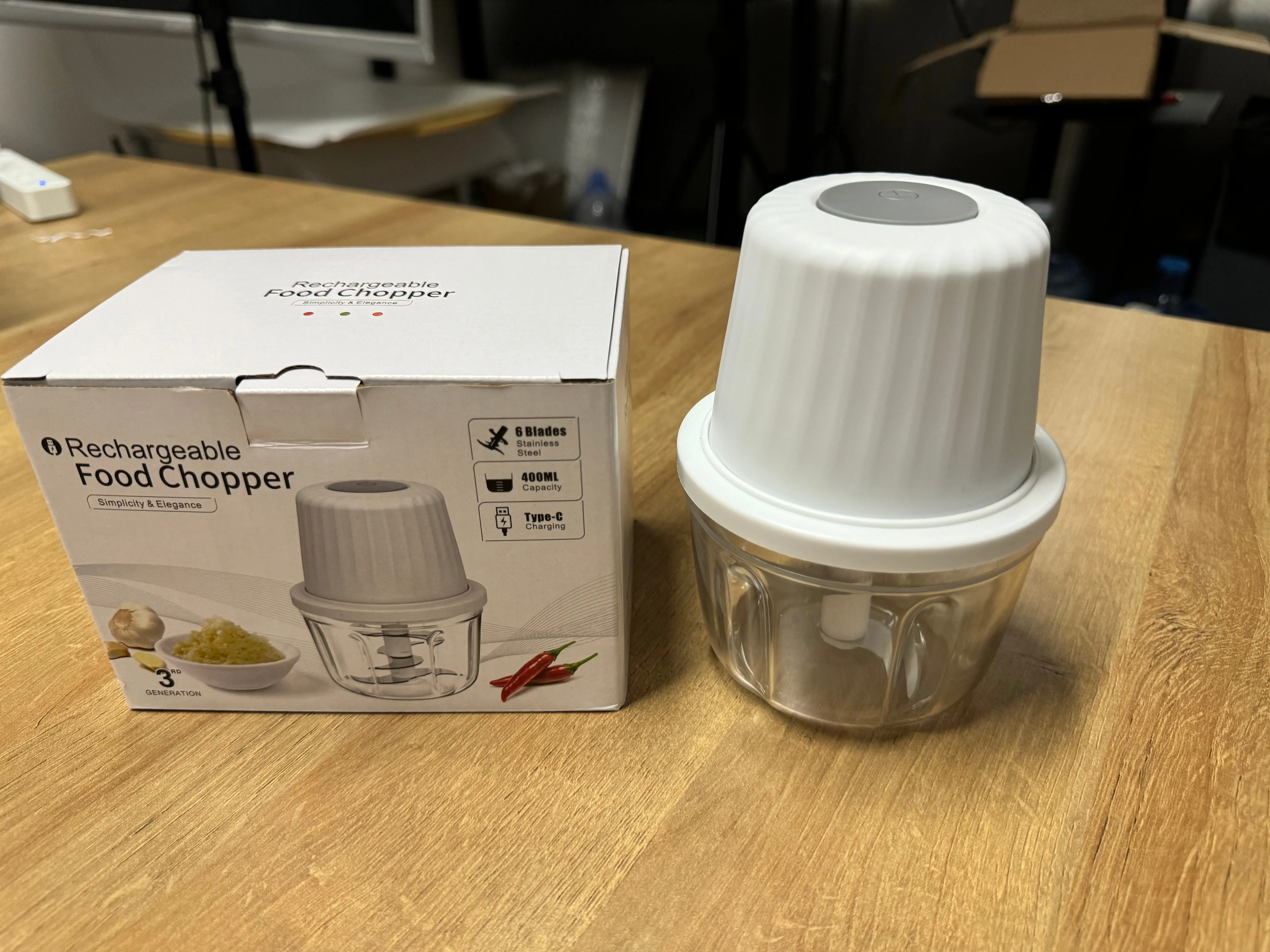 Kablosuz Elektrikli Mutfak Robotu, Paslanmaz Çelik Bıçaklı Mini Sarımsak Doğrayıcı, USB Şarj Edilebilir Taşınabilir Sebze Et Öğütücü