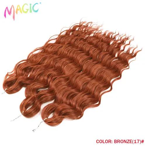 Anna Synthetic Hair 24 Inch Water Wave Braiding Hair Extensions Ombre Blonde Deep Wave Afro Curl Twist Crochet Hair for Women - Image 86