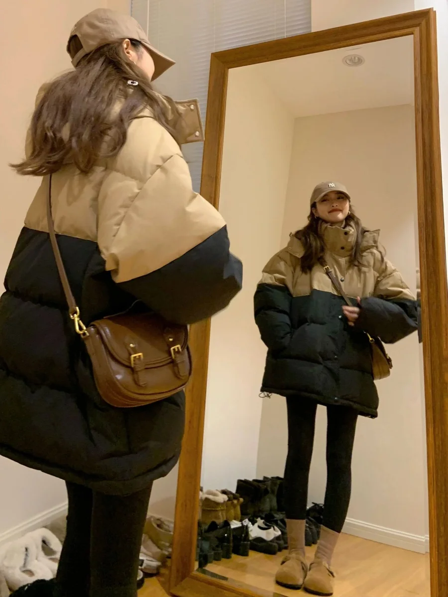 2023 Winter Oversize Short Parkas Women Thick Down Cotton Padded Coat Female Fashion Casual Loose Hooded Jacket Overcoat Womens