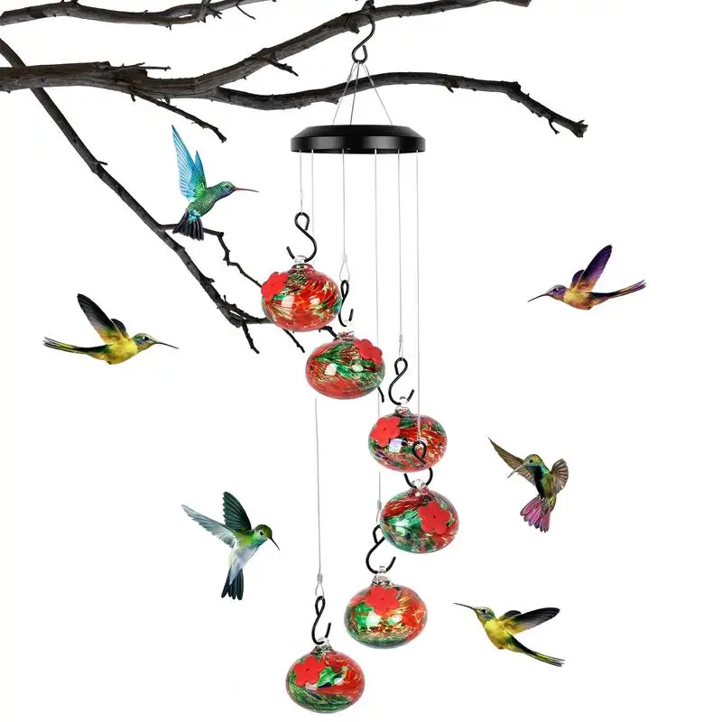 Bird Feeder Outside Birdfeeder Hummingbird Feeders With Wind Chimes Leak-Proof Garden Decor Bee Guard And Bee Proof Accessories