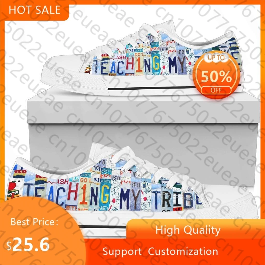 

BKQU Large Size Women Canvas Shoes Teaching my Tribe Unisex Women's Flat Sneakers Comfort Low-top Vulcanized Walking Footwear