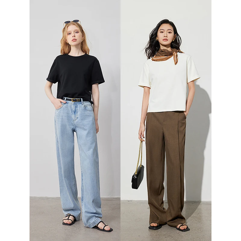 Women Cotton T-shirt Summer Lily Blossom Tee