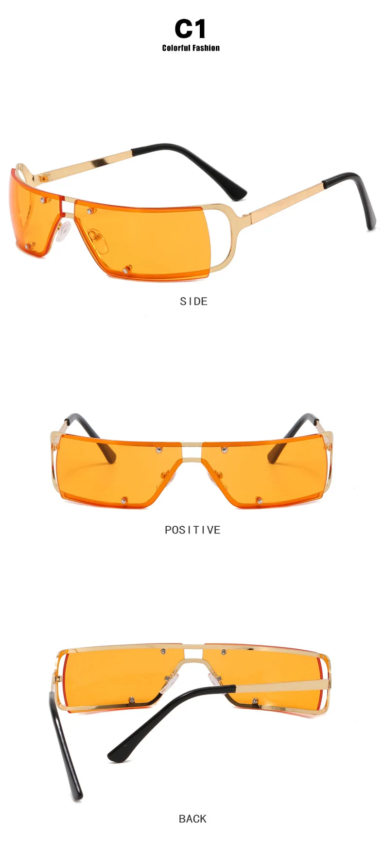 Quadratische Y2K Damen-Sonnenbrille Vintage Kleine Rechteckige Gläser Damen Hottie Sonnenbrille Herren Retro-Brille Futuristische Technologie-Brillen – Detail 4