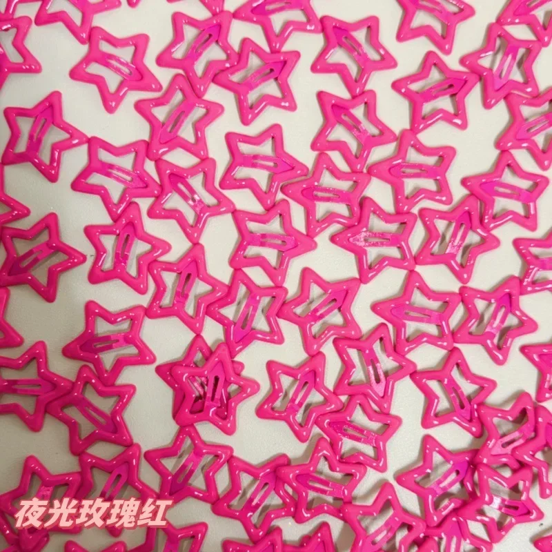 Set of 10 Luminous Star Hair Clips - Colorful Glow-in-the-Dark Barrettes