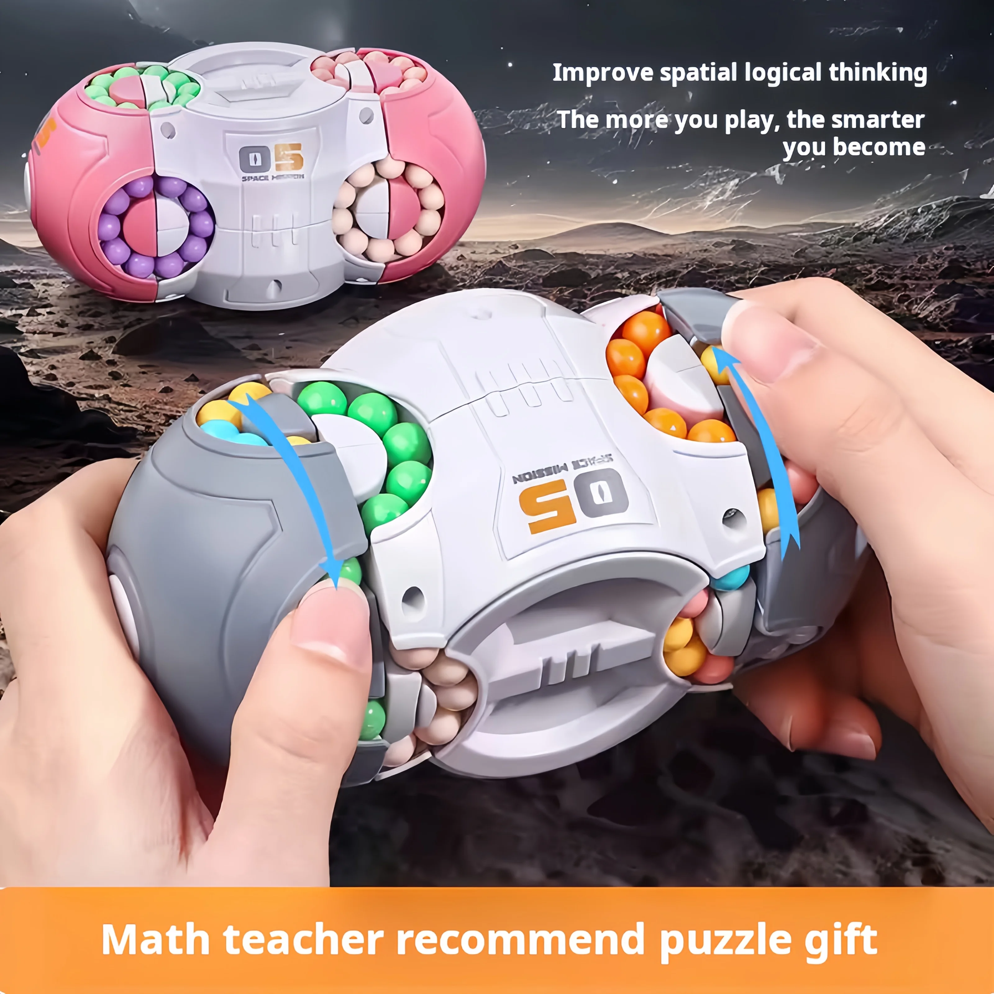 Challenging 3D Cylindrical Cube Puzzle Toy with Vibrant Beads - Magic Bean Gyro Spinning Slider Game,Ideal for Adults & Teens