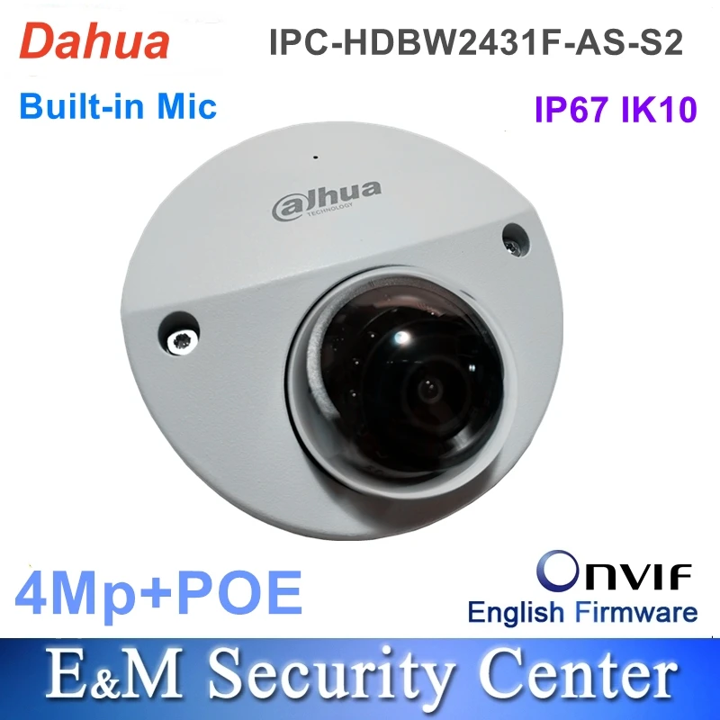 Commercio all'ingrosso originale IPC-HDBW2431F-AS-S2 Sostituisci IPC-HDBW4431F-AS 4MP IR Mini Dome Network Microfono incorporato Telecamera POE IP67 IK10
