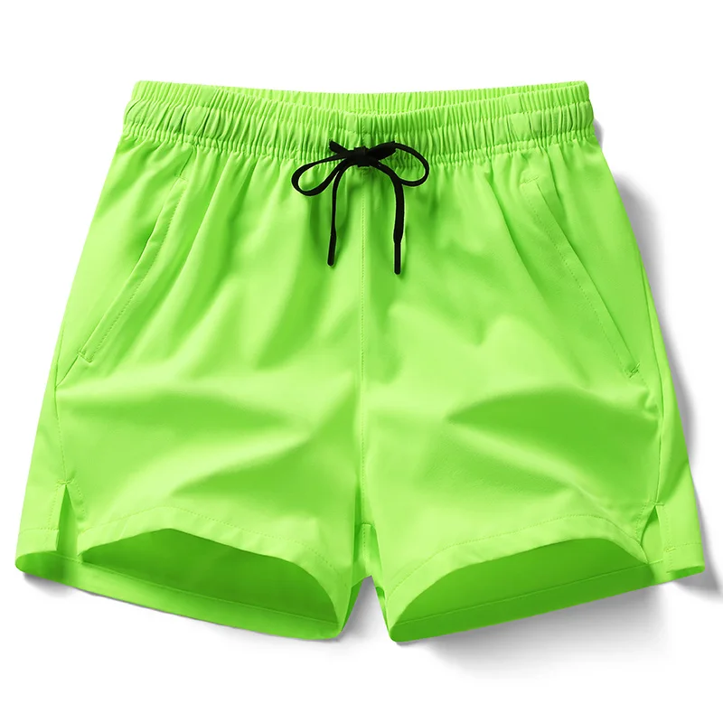 Summer Solid Color Fashion Elastic Waist Shorts Man High Street Casual Loose Pockets Lacing Patchwork Quick Drying Motion Pants