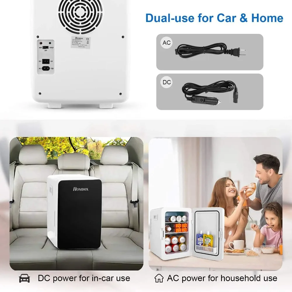 Mini Fridge, 20L Portable Cooler Warmer Refrigerators, 60W Small Refrigerator, AC/DC Compact Skincare Fridge for Skincare