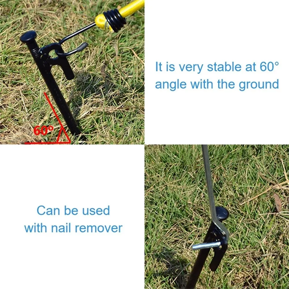 20/25/30/40cm Metal Tent Beach Canopy Camping Stakes Peg With Rope Ground Nail Outdoor Canopy Tent Pegs Stakes Ground Nail Pegs