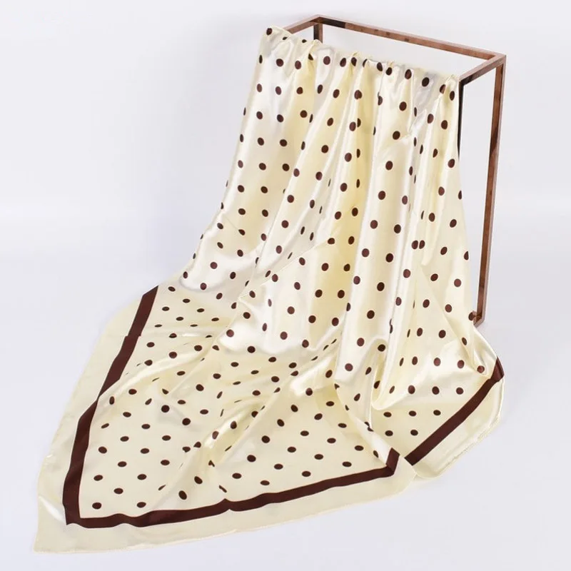 Luxurious Women's Silk Satin Square Scarf - Elegant 90×90cm Neckerchief & Hair Accessory