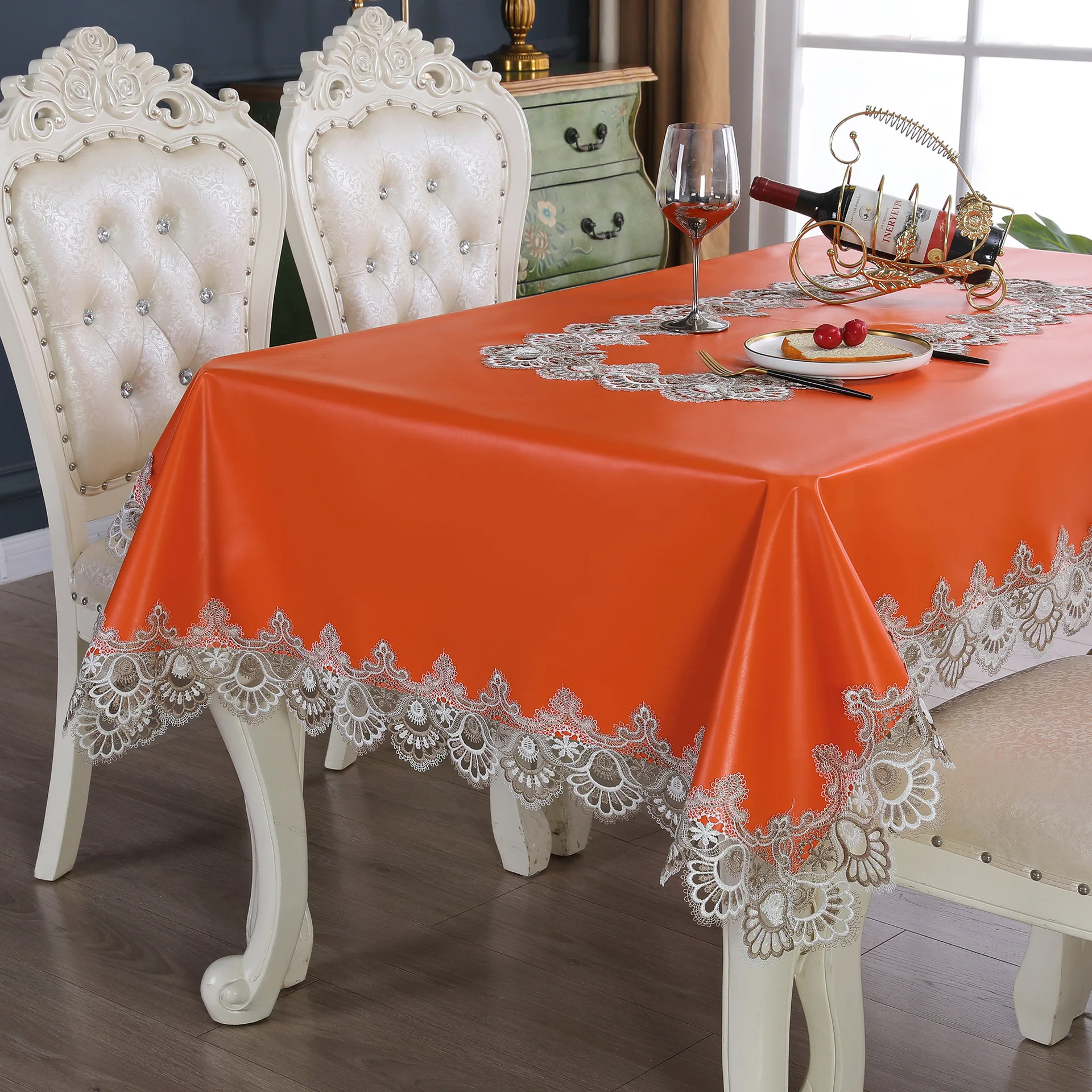 

Waterproof Oil Proof Tablecloth Hollow Out Tassels Leather Rectangular Tablecloths Party Decoration Dining Tables Tea Table Mat