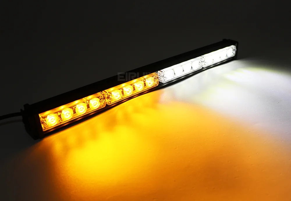 Police Signal Light 16 LED Traffic Adviser Car Emergency Warning Strobe Lights Bar Yellow White Vehicle Flashing Lamp 26 Modes