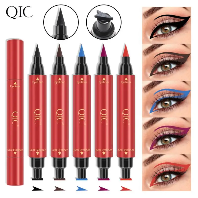 QIC Color Seal Stamp Liquid Eyeliner Pen Waterproof Fast Dry 2 In1 Eye