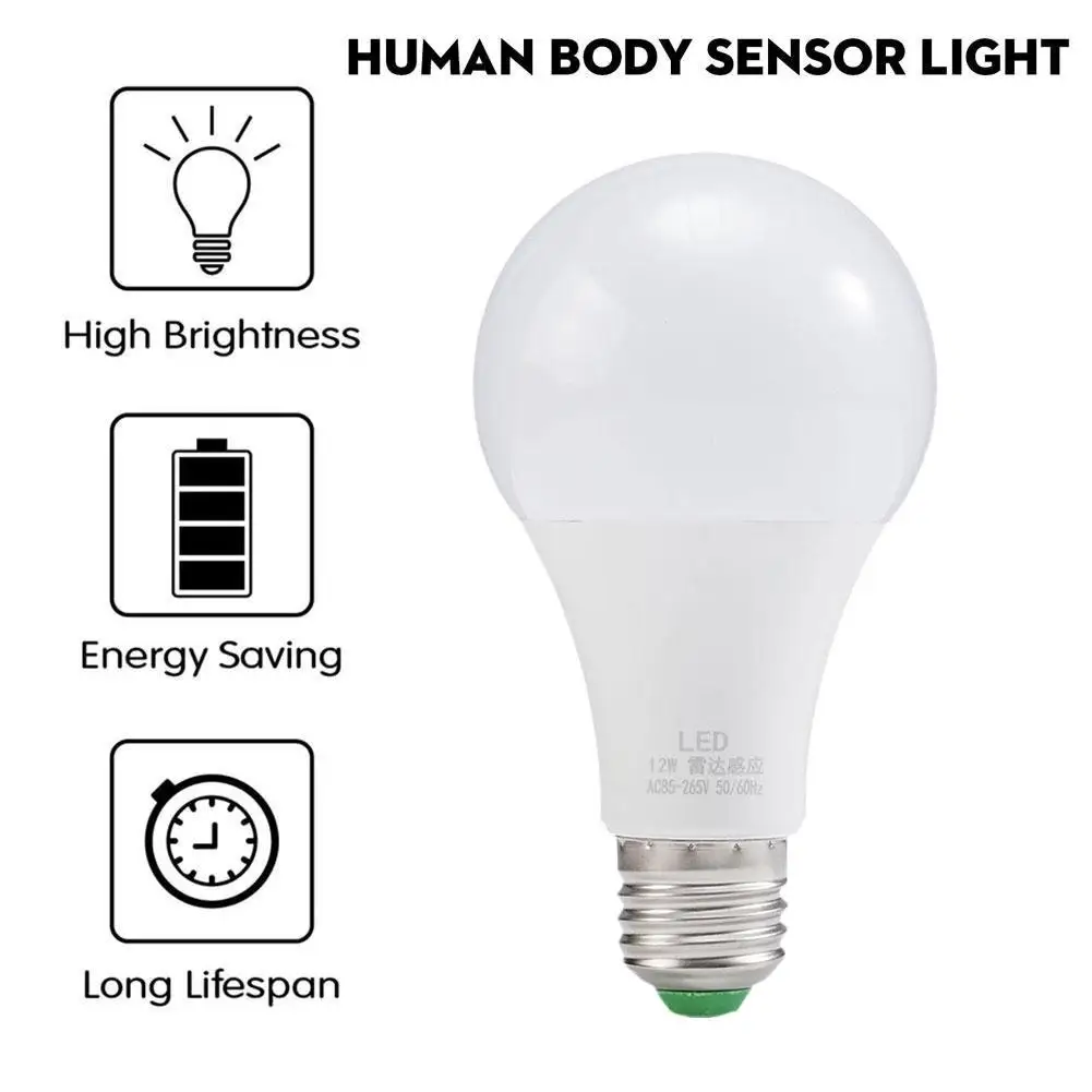 

E27 7W/12W Radar Light Bulb Pear Lamp With Motion Energy Saving E27 Darkness LED Working Night Smart In Lamp S1R2