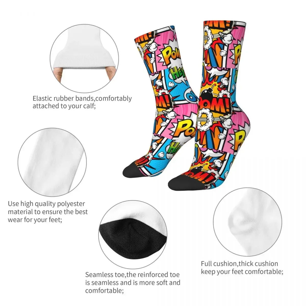 Autumn Winter Hip-hop Superhero Comic Pop Art Quote Basketball Socks