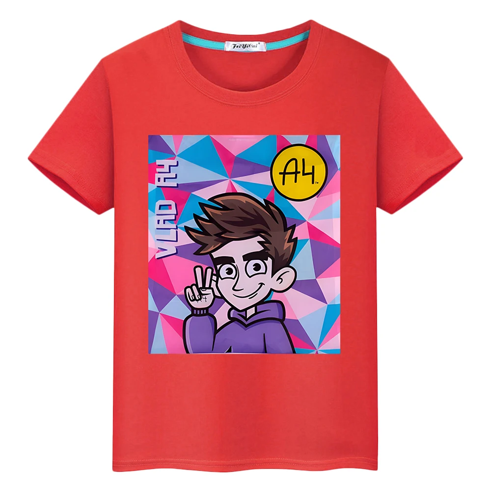 Влад Бумага А4 boy girl Summer 100%Cotton Short T-shirt y2k one piece Kawaii Merch A4 Lamba Tops Anime Tees kids clothes 2