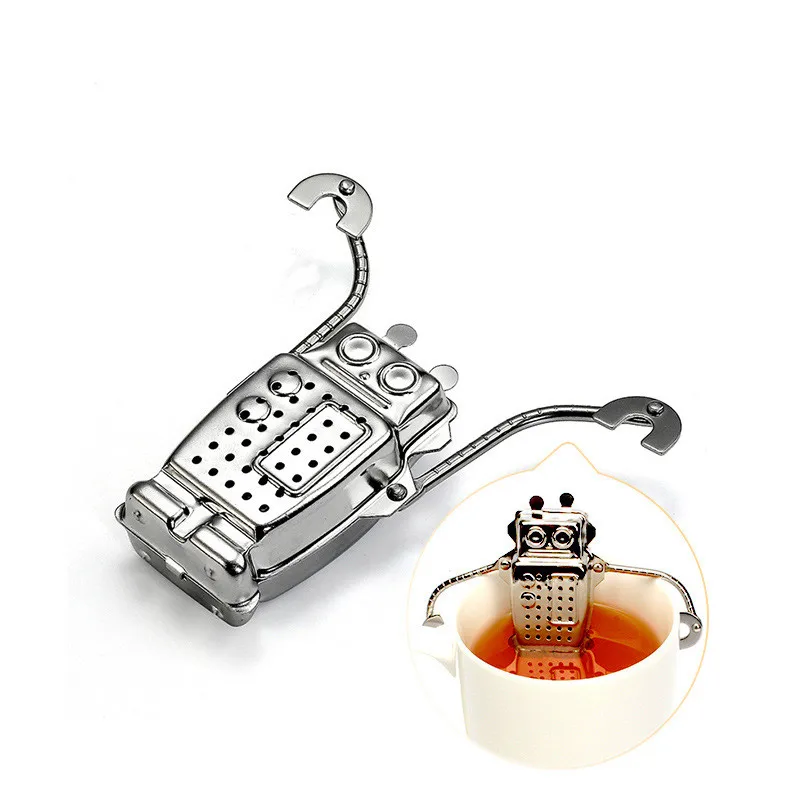 Description Picture 6 of itemTea Infuser Stainless Steel Robot Tea Strainer with Chain and Drip Tray Loose Leaf Tea Infuser for Black Tea Filter Reusable