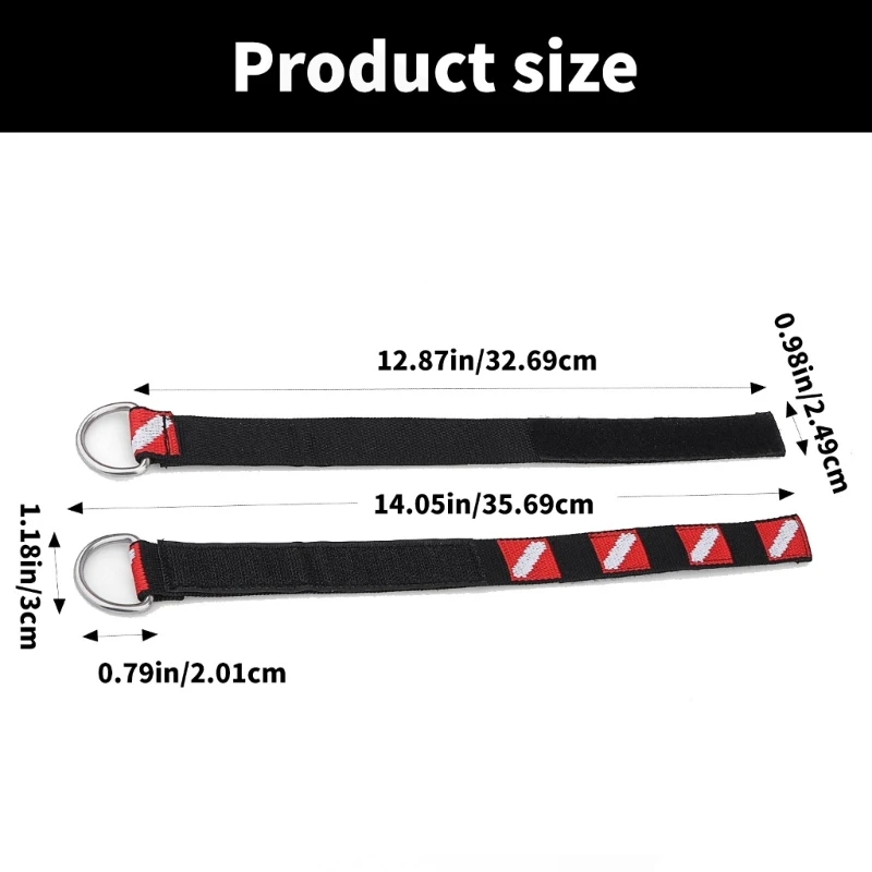 Scubas Diving Adjustable Wrist Strap Wristband with Stainless Steel Rings for Scubas Dives Light Flashlight Cameras 2Pcs